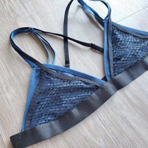 Urban Outfitters Out From Under Blue and Black Triangle Strappy Mesh bralette